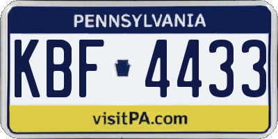 PA license plate KBF4433