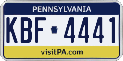 PA license plate KBF4441