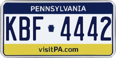PA license plate KBF4442