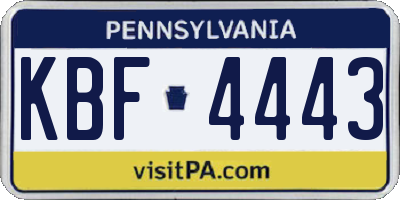 PA license plate KBF4443
