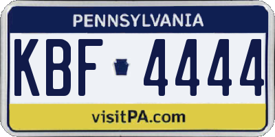 PA license plate KBF4444
