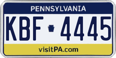 PA license plate KBF4445