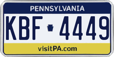 PA license plate KBF4449
