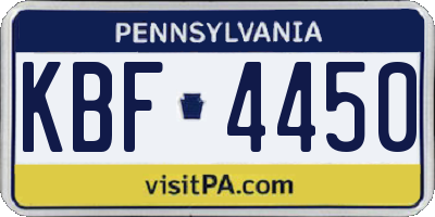PA license plate KBF4450