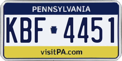 PA license plate KBF4451