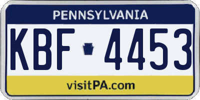 PA license plate KBF4453