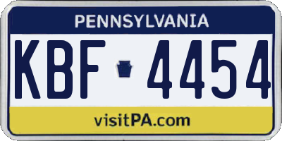 PA license plate KBF4454