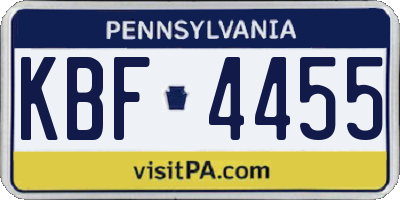 PA license plate KBF4455