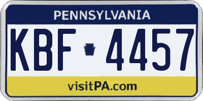 PA license plate KBF4457