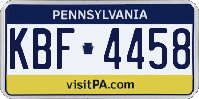 PA license plate KBF4458