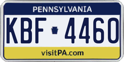 PA license plate KBF4460