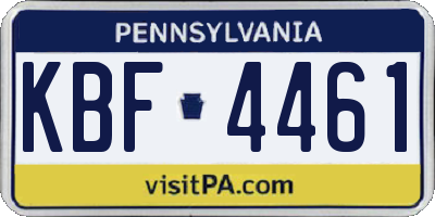 PA license plate KBF4461