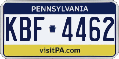 PA license plate KBF4462