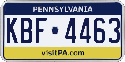 PA license plate KBF4463