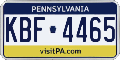 PA license plate KBF4465