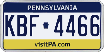 PA license plate KBF4466