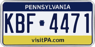 PA license plate KBF4471
