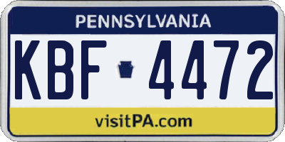 PA license plate KBF4472