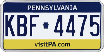 PA license plate KBF4475