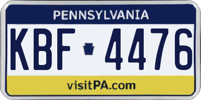PA license plate KBF4476