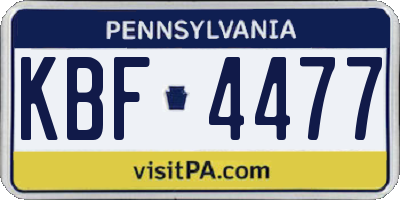 PA license plate KBF4477