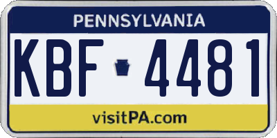 PA license plate KBF4481