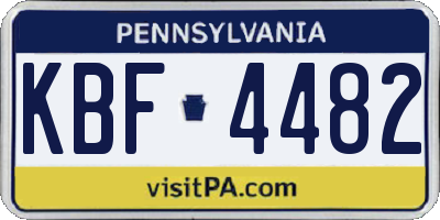 PA license plate KBF4482