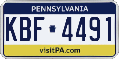 PA license plate KBF4491