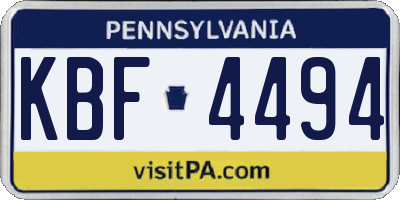 PA license plate KBF4494
