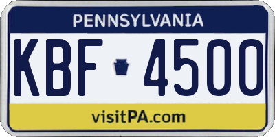 PA license plate KBF4500