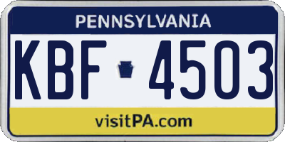PA license plate KBF4503