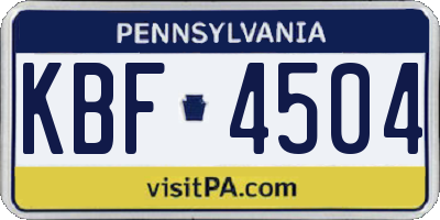 PA license plate KBF4504