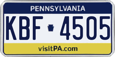 PA license plate KBF4505