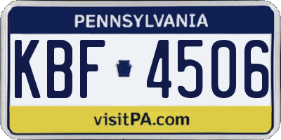 PA license plate KBF4506