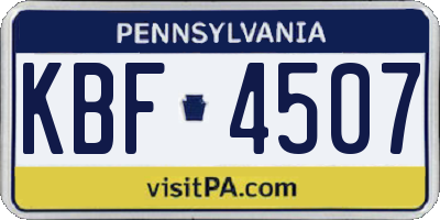 PA license plate KBF4507