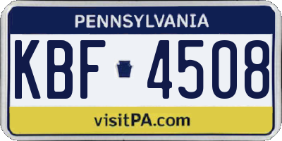 PA license plate KBF4508
