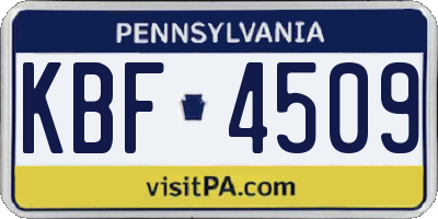 PA license plate KBF4509