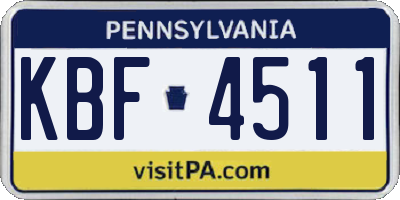 PA license plate KBF4511