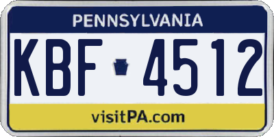 PA license plate KBF4512
