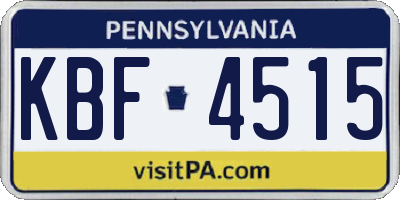 PA license plate KBF4515