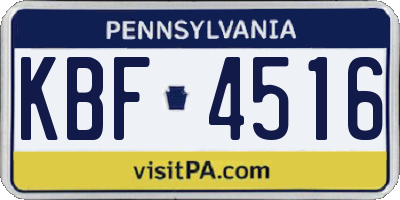 PA license plate KBF4516