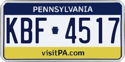 PA license plate KBF4517