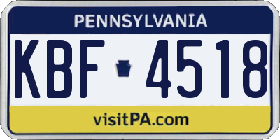 PA license plate KBF4518