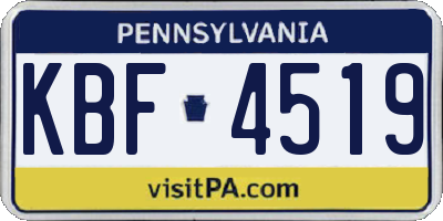 PA license plate KBF4519
