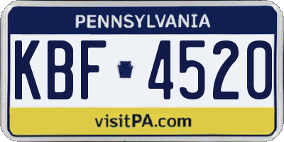 PA license plate KBF4520