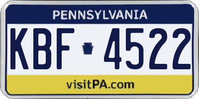 PA license plate KBF4522