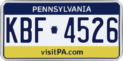 PA license plate KBF4526