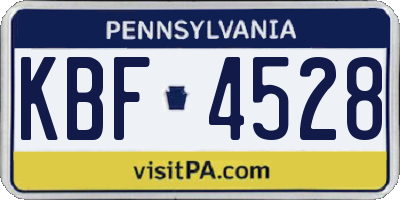 PA license plate KBF4528