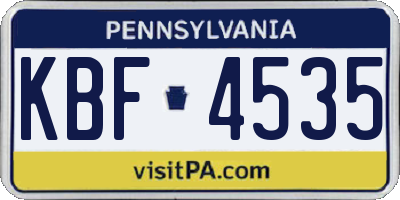 PA license plate KBF4535