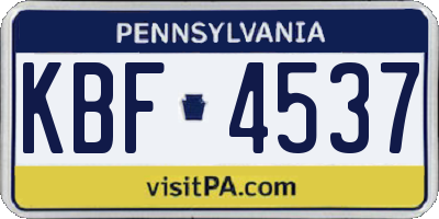 PA license plate KBF4537